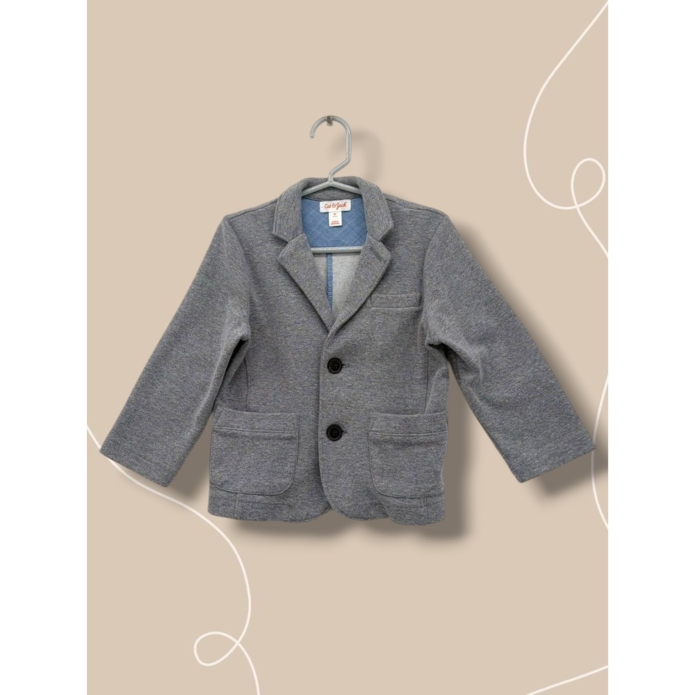 Cat & Jack Knit Elbow Patch Casual Sport Coat Blazer Gray 2T